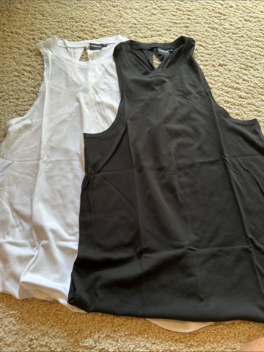 Mono B Black and White Racerback Tank Tops - 2 Pack